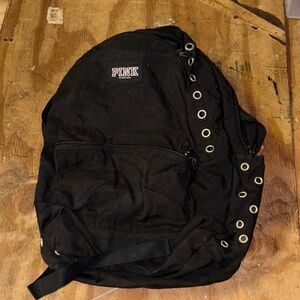 PINK Victoria's Secret Black Backpack with Eyelet Accents